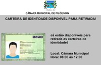 CARTEIRA DE IDENTIDADE DISPONÍVEL PARA RETIRADA! 