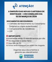 EMISSÃO DAS NOVAS CARTEIRAS DE IDENTIDADES - CIN