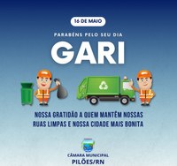 Homenagem ao Dia do Gari – Câmara Municipal de Pilões reconhece e agradece o trabalho essencial desses profissionais
